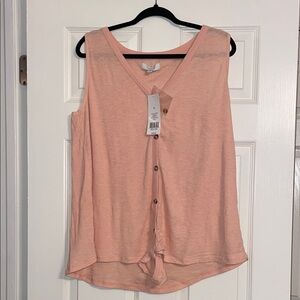 new directions Peach Button-Front Sleeveless Tank